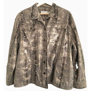 Alfred Dunner animal print faux leather brown and creme jacket women's 18 (XL)